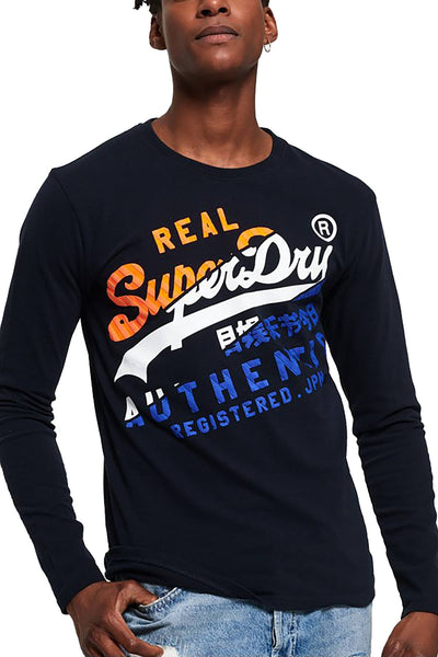 SuperDry Eclipse-Navy Vintage Authentic XL Long-Sleeve T-Shirt