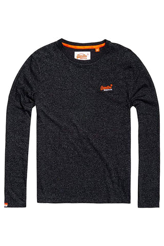 SuperDry Feeder-Carbon-Black Orange-Label Vintage Embroidered L/S T-Shirt