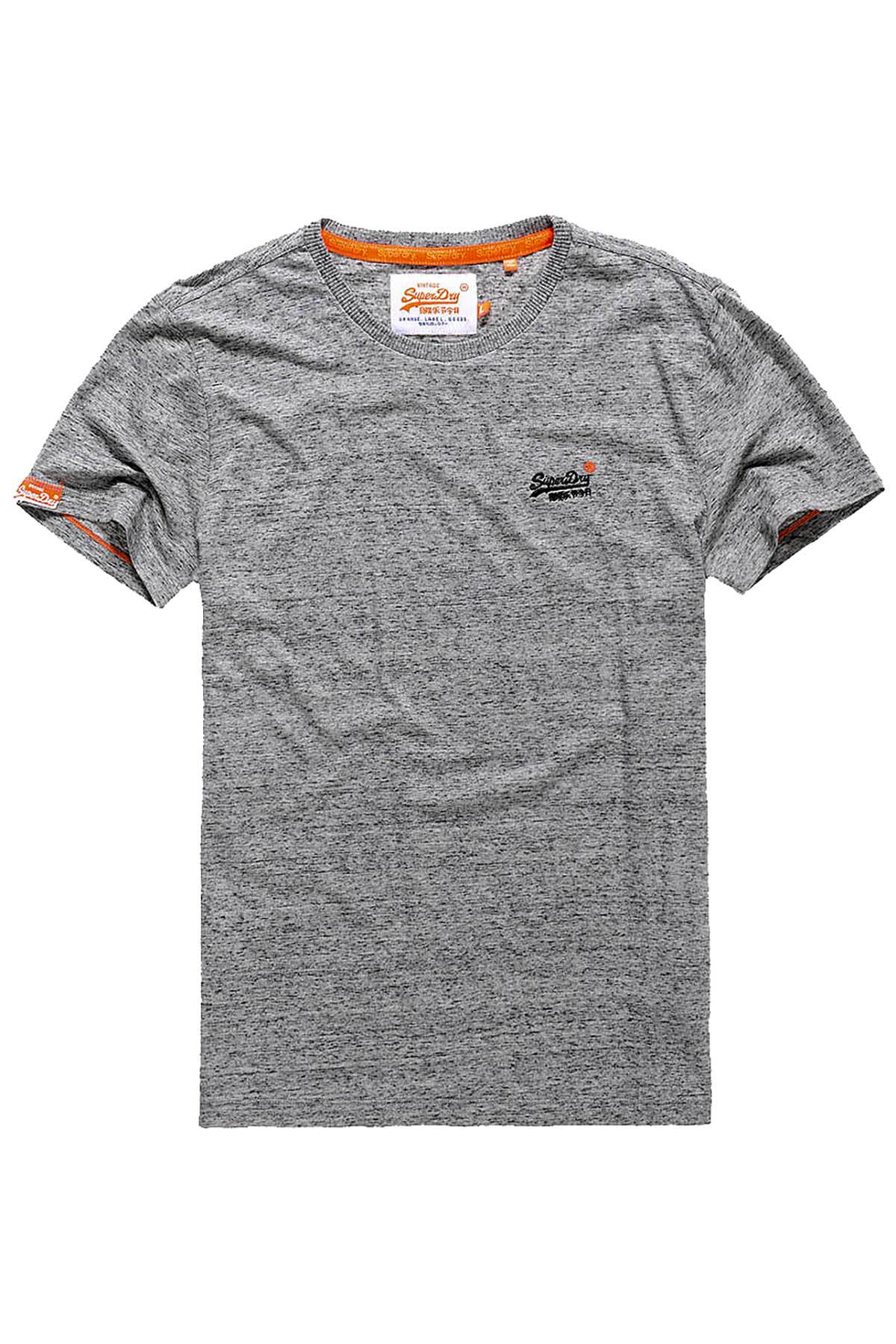 SuperDry Flint-Grey-Grit Orange-Label Vintage Embroidered Logo Tee