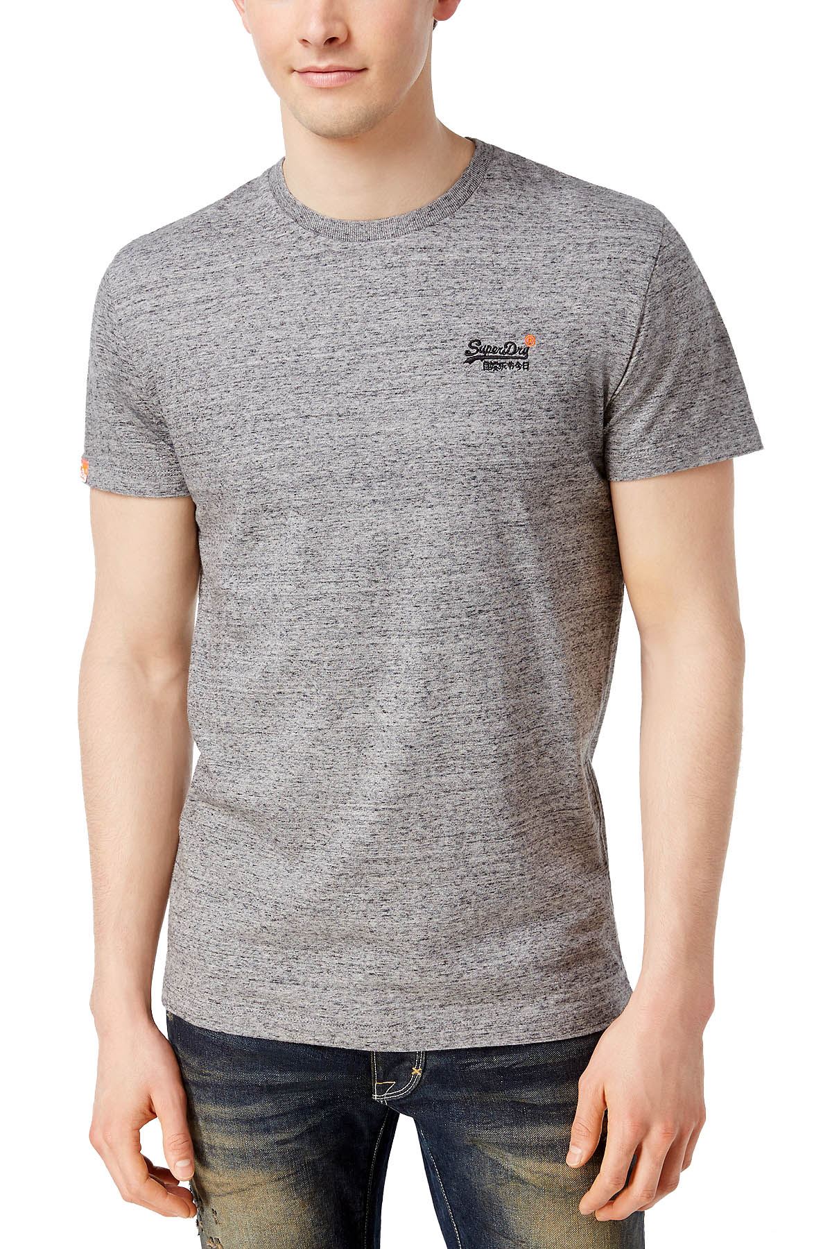 SuperDry Flint-Grey-Grit Orange-Label Vintage Embroidered Logo Tee