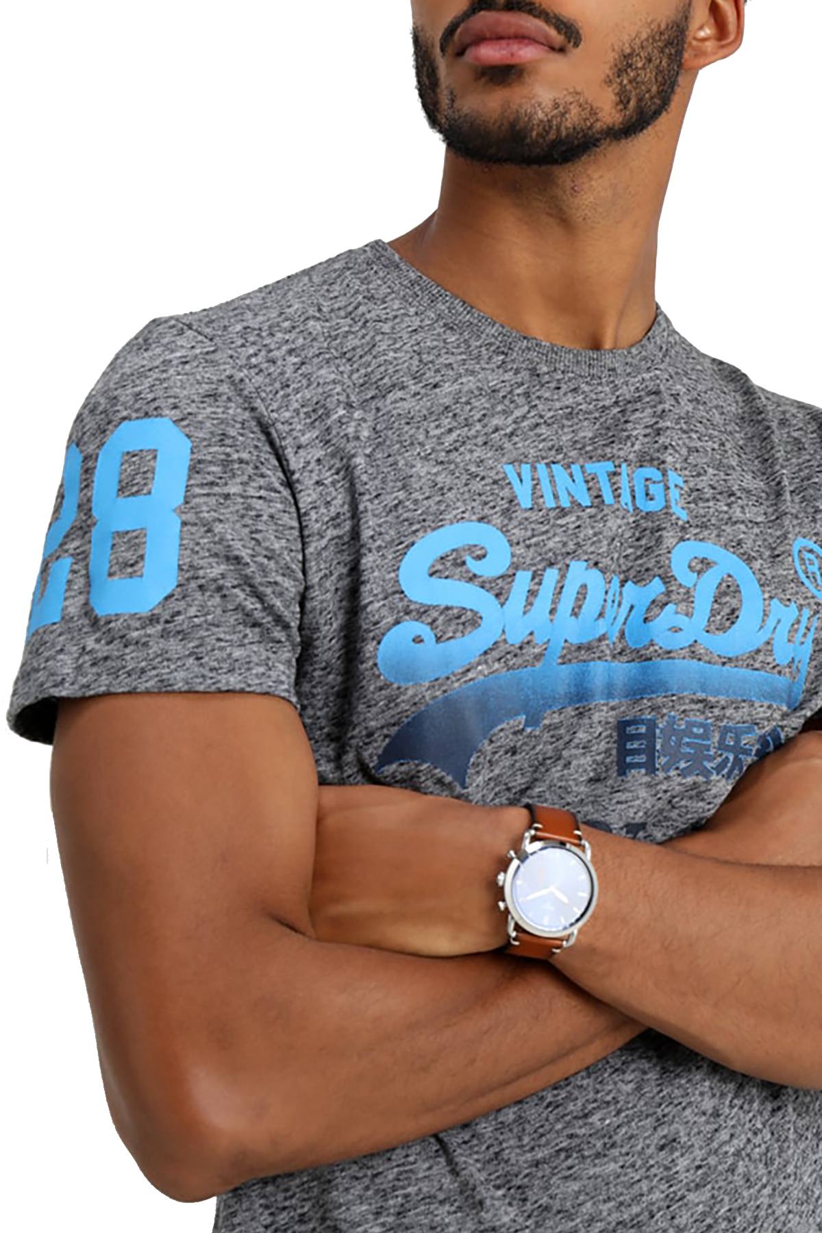 SuperDry Flint-Grey-Grit Shirt Shop Fade T-Shirt