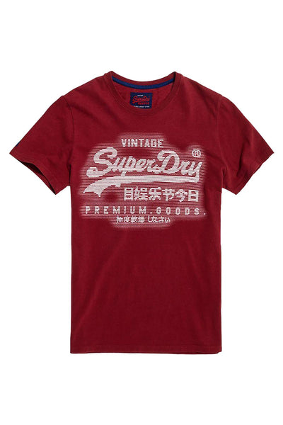 SuperDry Furnace-Red Premium Goods Textured Logo Graphic Tee