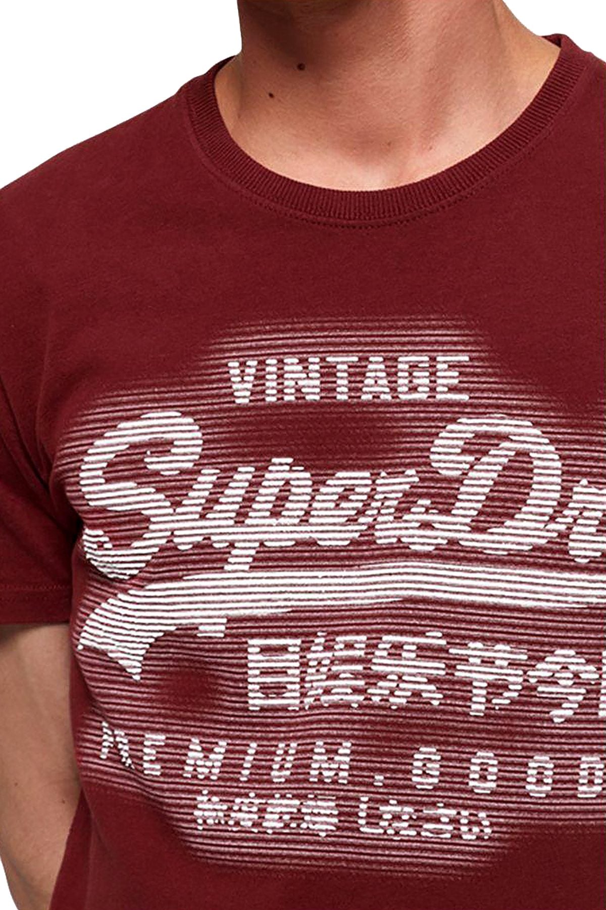 SuperDry Furnace-Red Premium Goods Textured Logo Graphic Tee