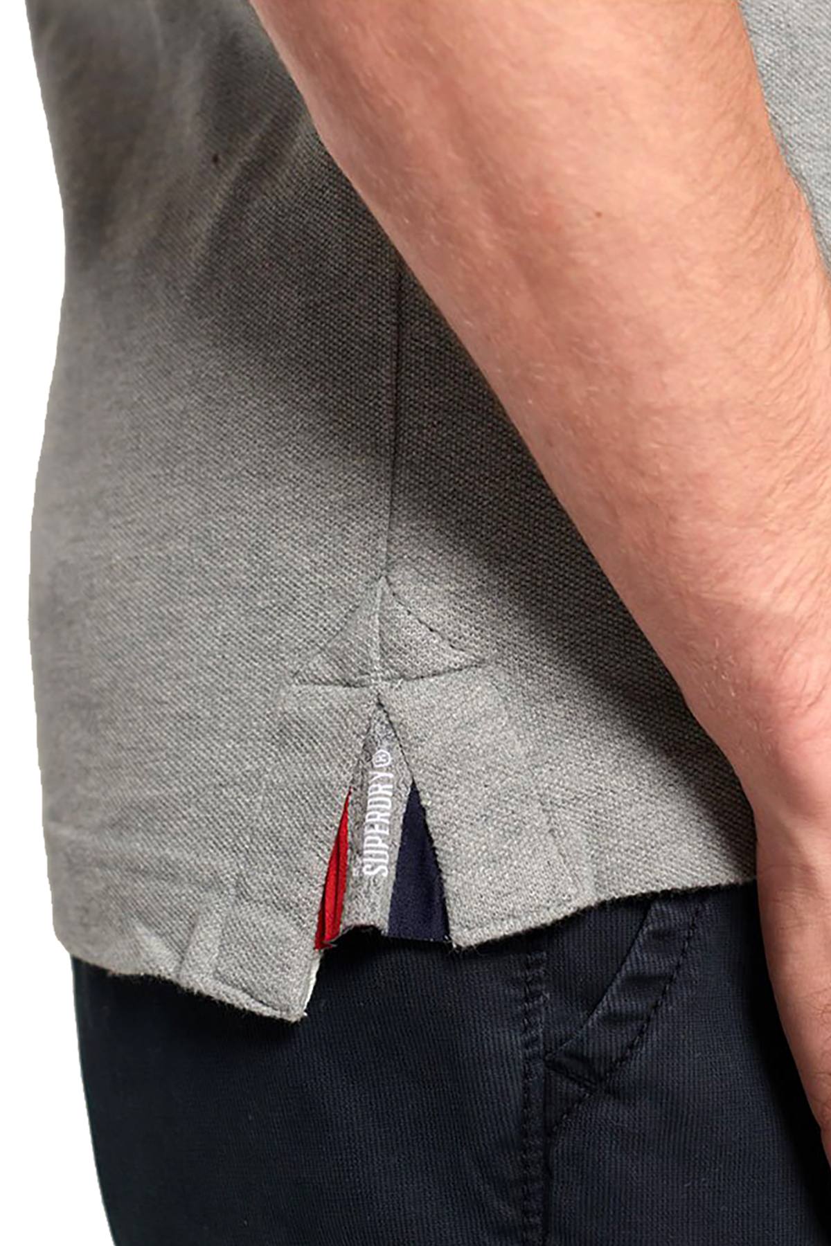 SuperDry Grey-Marl Classic Pique Short-Sleeve Polo Shirt