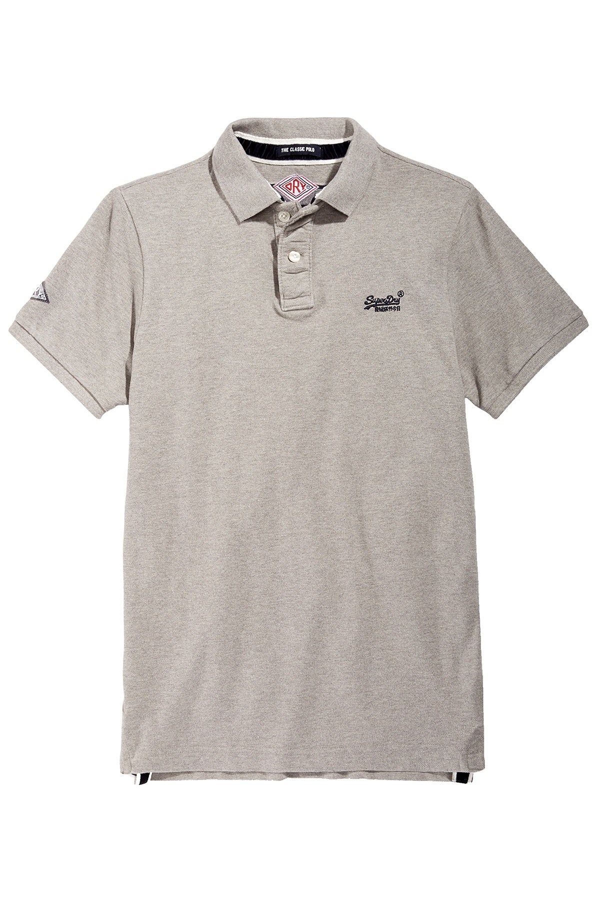 SuperDry Grey-Marl Classic Pique Short-Sleeve Polo Shirt