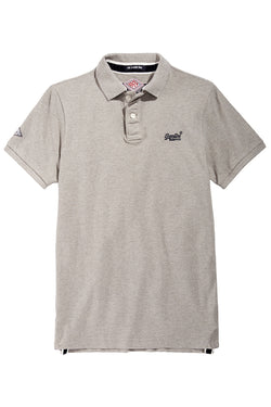SuperDry Grey-Marl Classic Pique Short-Sleeve Polo Shirt thumbnail 2