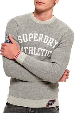 SuperDry Grey-Marl/Navy Track Squad Crew-Neck Sweater thumbnail 1
