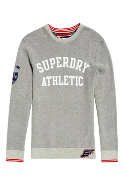 SuperDry Grey-Marl/Navy Track Squad Crew-Neck Sweater thumbnail 2