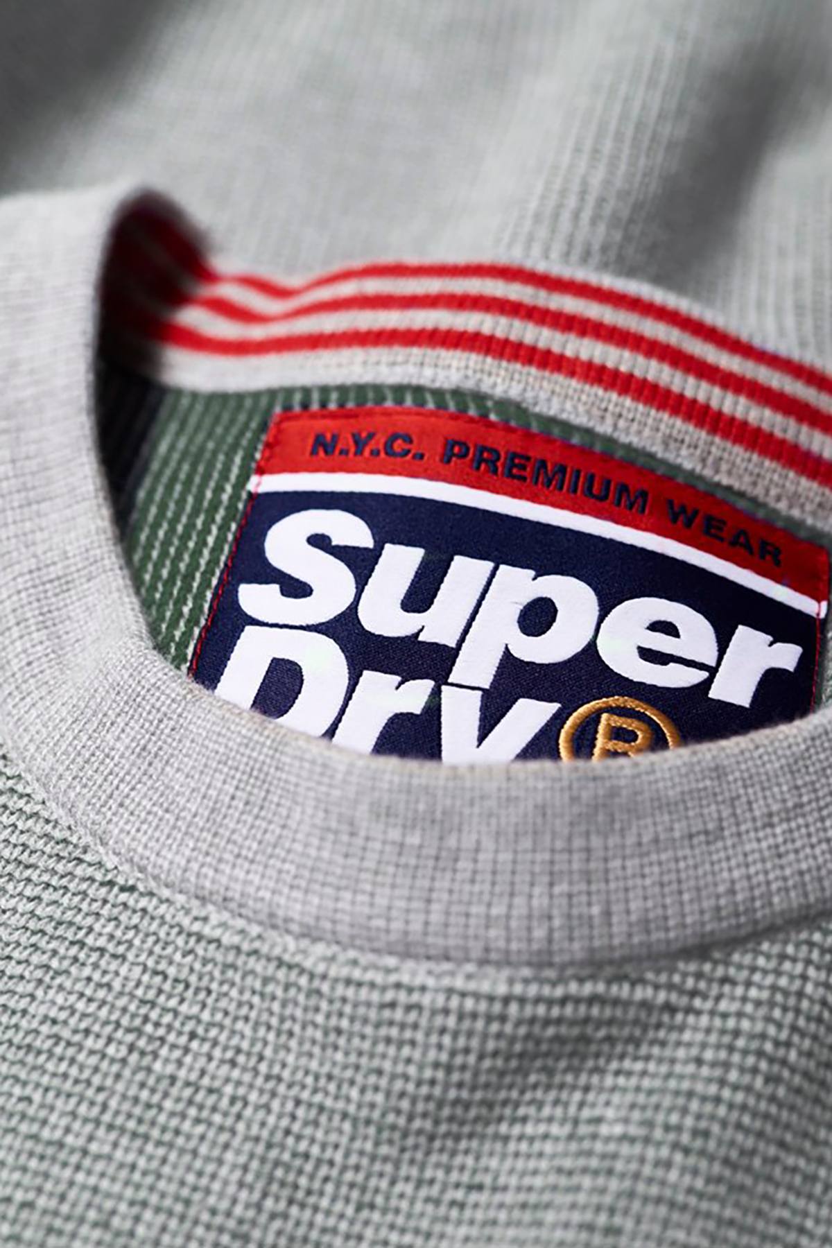 SuperDry Grey-Marl/Navy Track Squad Crew-Neck Sweater