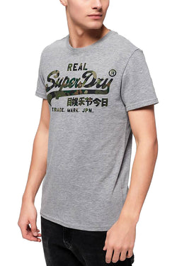SuperDry Grey-Marl Vintage Logo Layered Camo Tee thumbnail 1