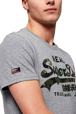 SuperDry Grey-Marl Vintage Logo Layered Camo Tee thumbnail 3