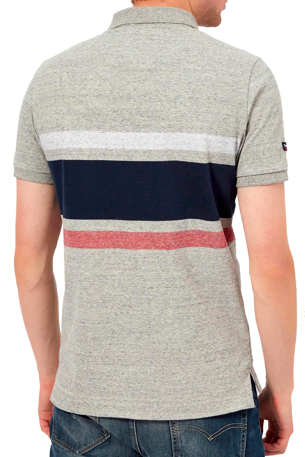 SuperDry Harbour-Grey Grindle Classic Hardwick Striped Polo Shirt