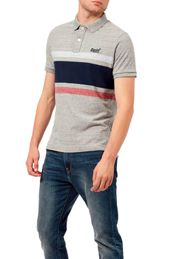 SuperDry Harbour-Grey Grindle Classic Hardwick Striped Polo Shirt thumbnail 4