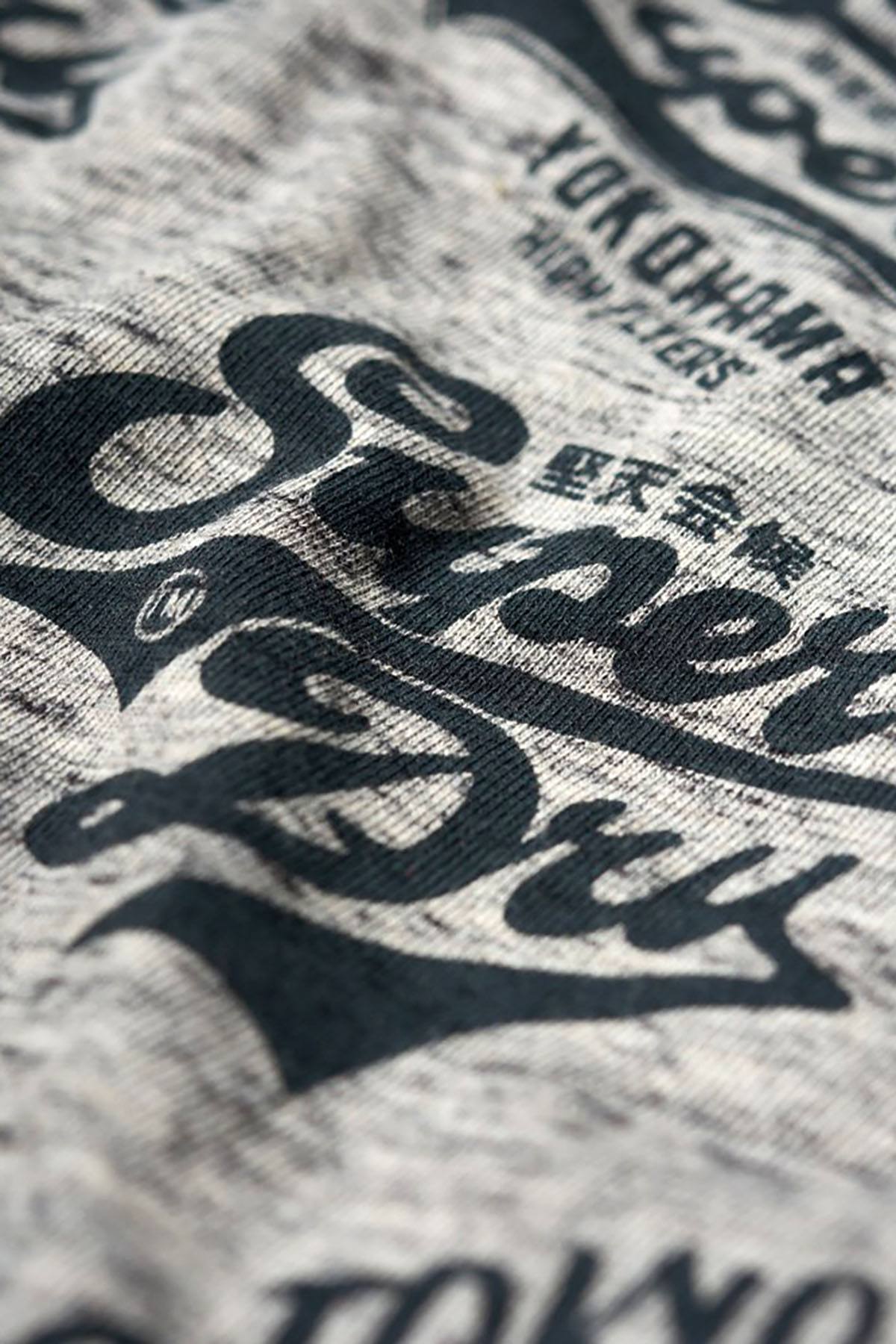 SuperDry Harbour-Grey-Grindle Triple Logo Long-Line T-Shirt