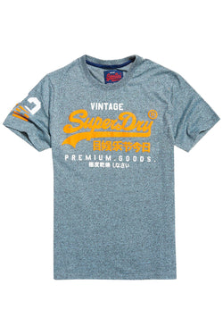 SuperDry Haze-Blue Grindle Premium Goods Duo T-Shirt thumbnail 2