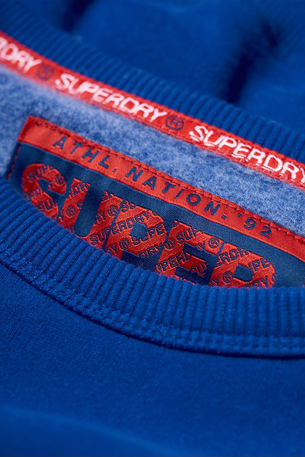 SuperDry Lay-Up Blue Varsity Embossed Crew-Neck Sweatshirt