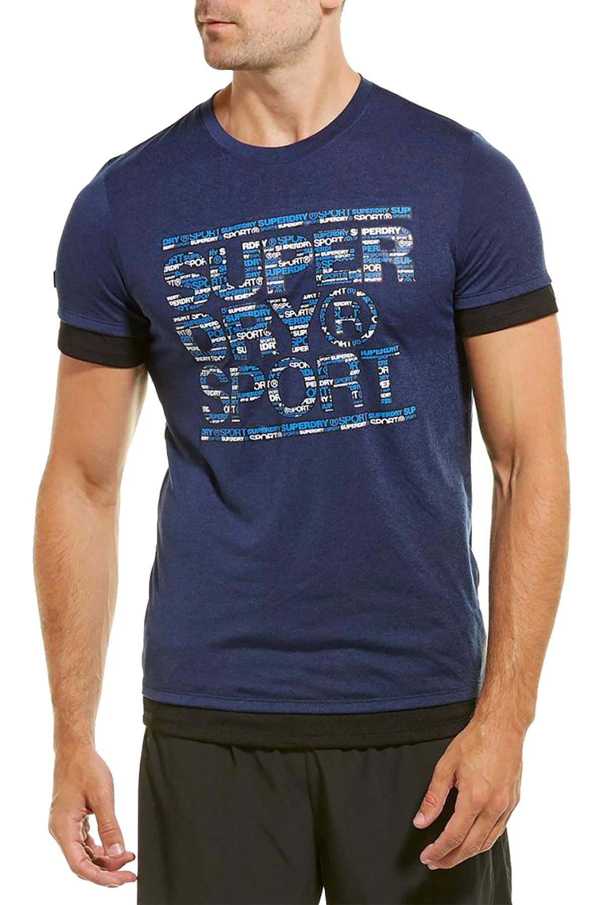 SuperDry Midnight Navy Twist Gym Tech Longline Tee