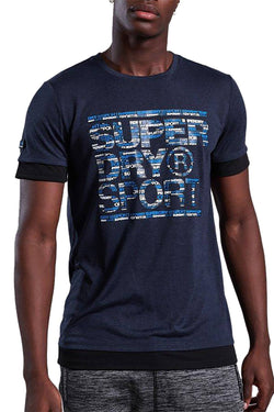 SuperDry Midnight Navy Twist Gym Tech Longline Tee thumbnail 1