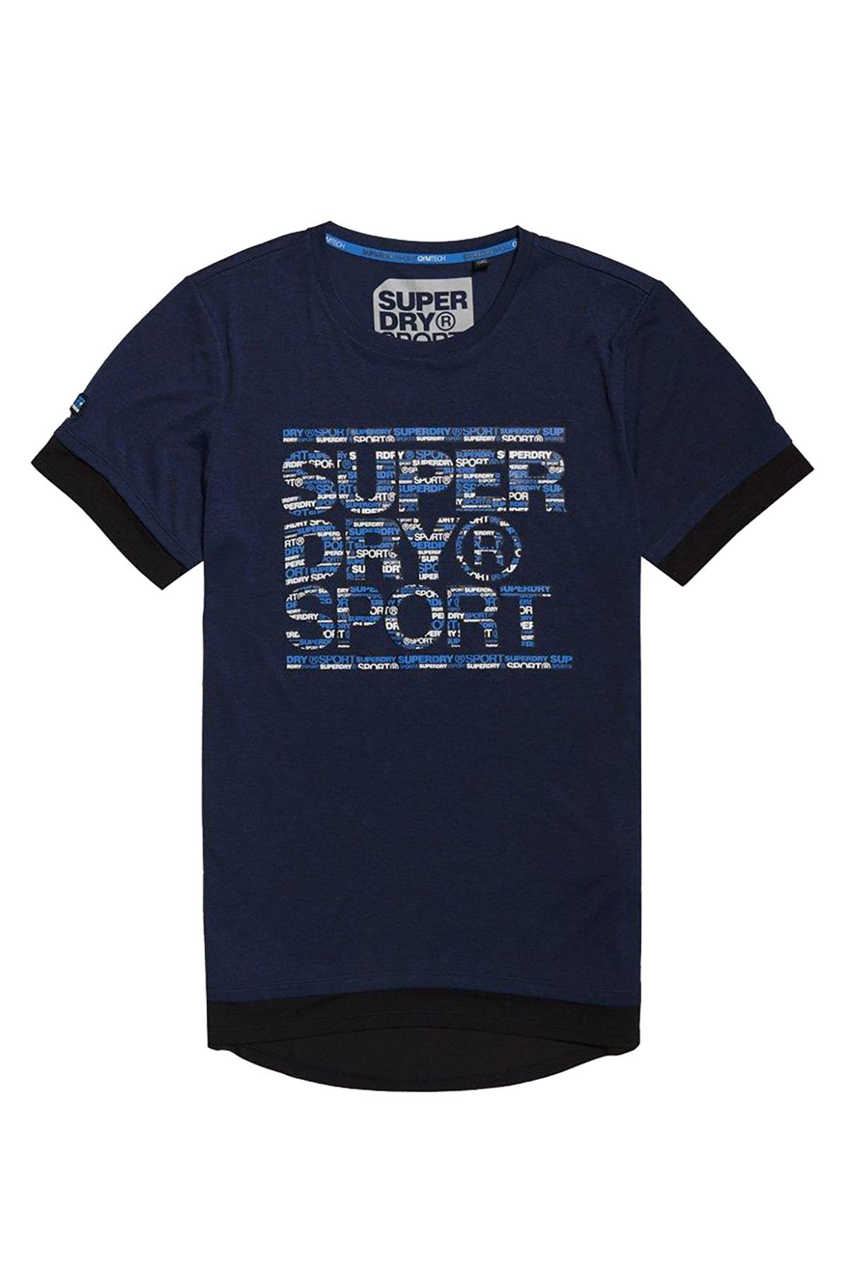 SuperDry Midnight Navy Twist Gym Tech Longline Tee