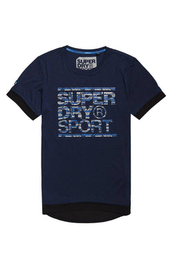 SuperDry Midnight Navy Twist Gym Tech Longline Tee thumbnail 4