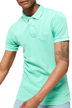 SuperDry Mint-Green Vintage Destroyed Pique Polo Shirt thumbnail 1