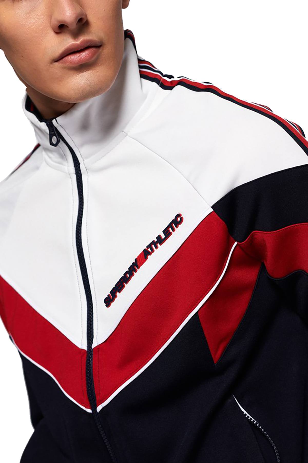 SuperDry Navy/Red SD Tricot Blocked Zip Track Jacket