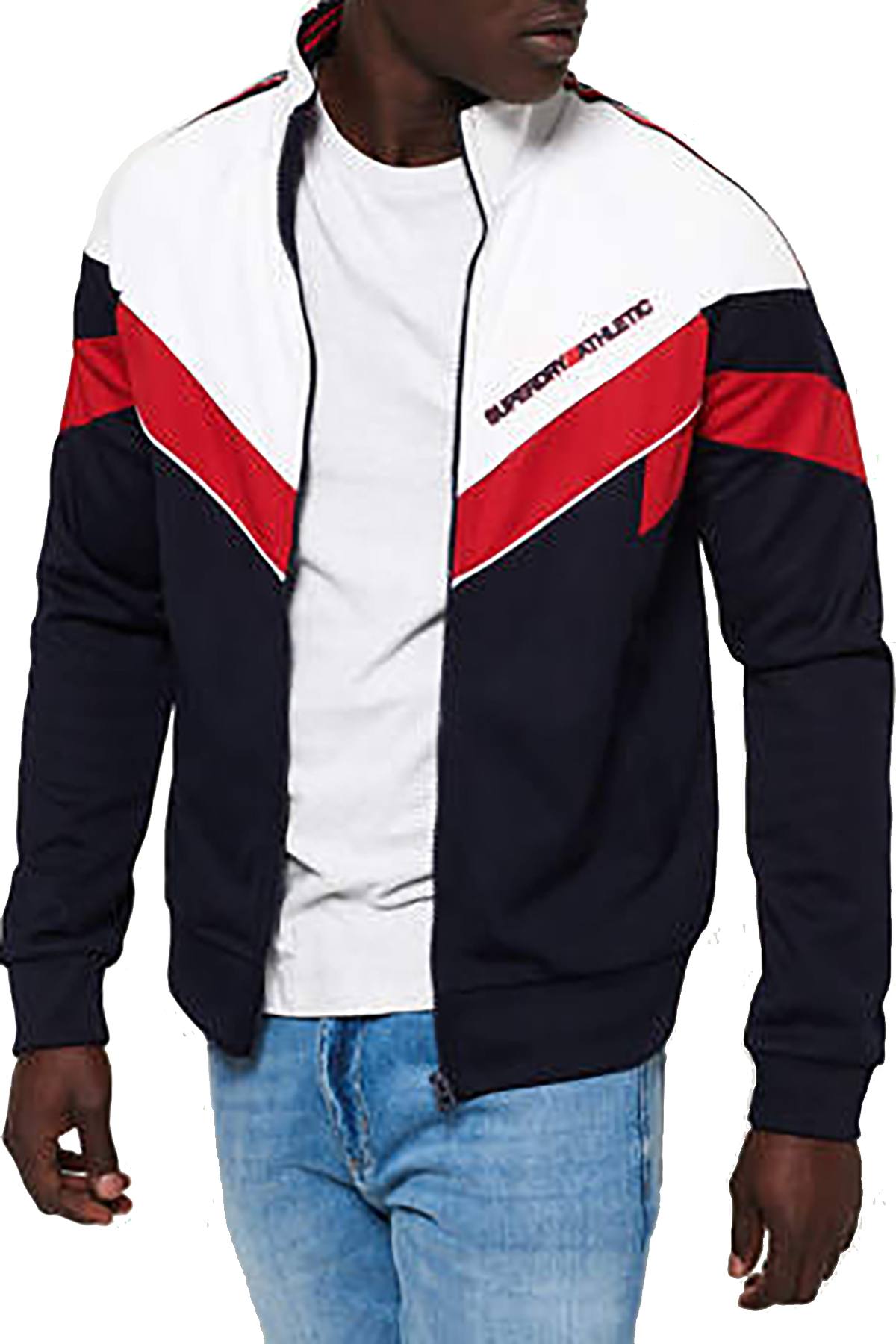 SuperDry Navy/Red SD Tricot Blocked Zip Track Jacket
