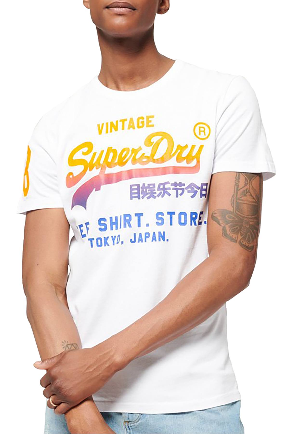 SuperDry Optic-White Shirt-Shop Fade T-Shirt
