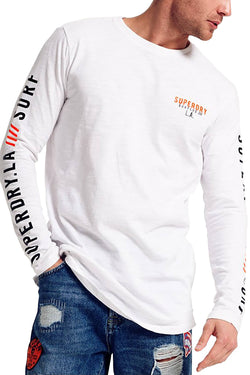 SuperDry Optic-White Surplus Goods Long-Sleeve Longline Top thumbnail 1