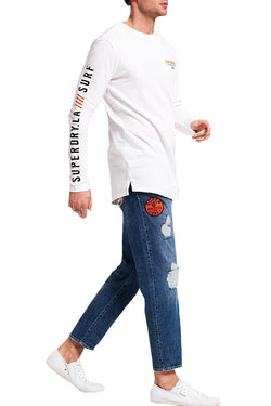 SuperDry Optic-White Surplus Goods Long-Sleeve Longline Top thumbnail 4