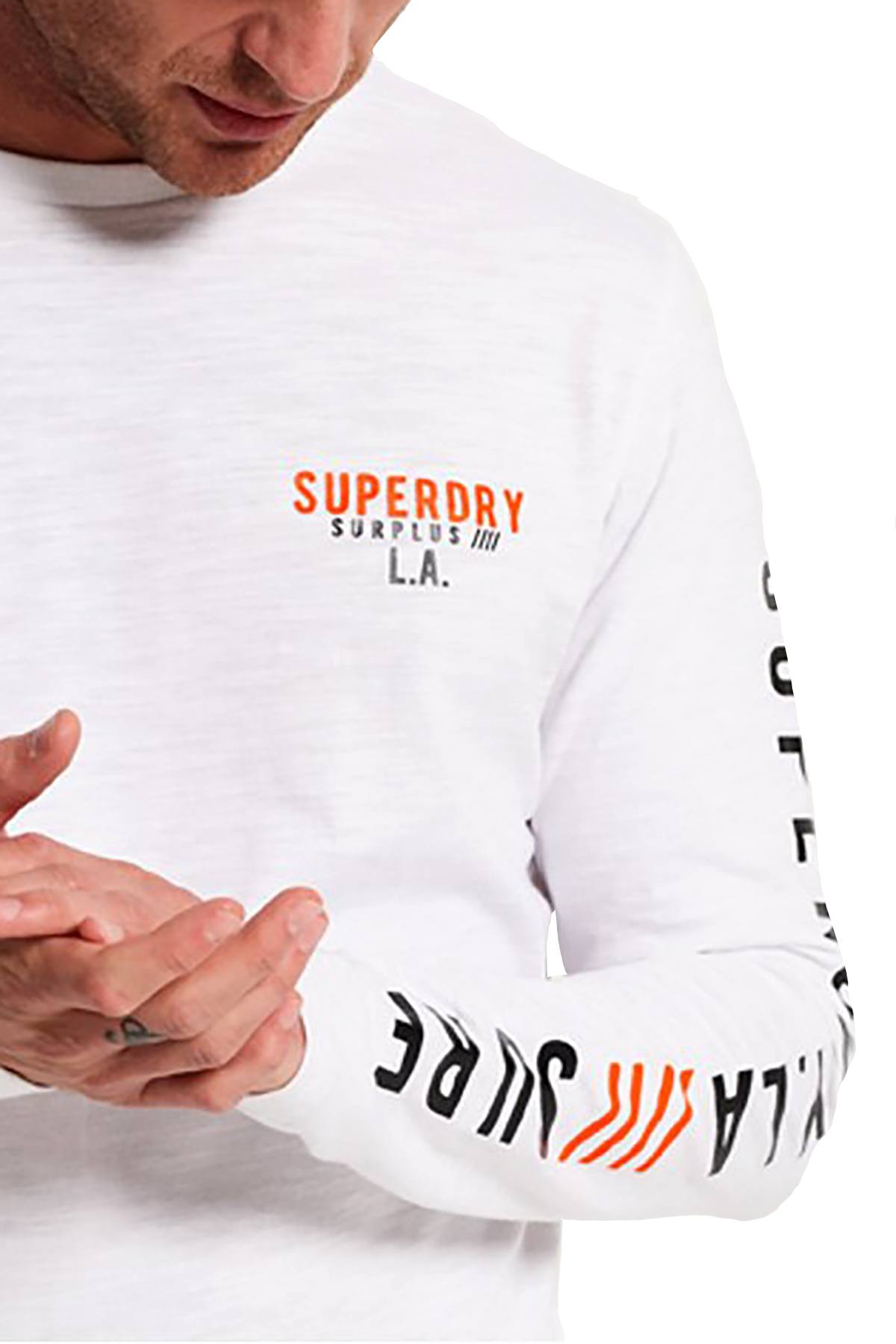 SuperDry Optic-White Surplus Goods Long-Sleeve Longline Top