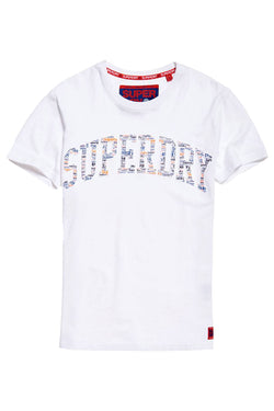 SuperDry Optic-White Varsity AOP Embossed T-Shirt thumbnail 2