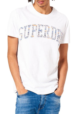 SuperDry Optic-White Varsity AOP Embossed T-Shirt thumbnail 1