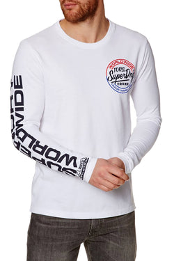 SuperDry Optic-White World-Wide Ticket Type L/S T-Shirt thumbnail 1