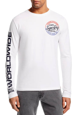 SuperDry Optic-White World-Wide Ticket Type L/S T-Shirt thumbnail 2