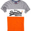 SuperDry Plate-Grey/White/Orange Vintage Logo Panel T-Shirt