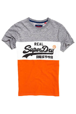 SuperDry Plate-Grey/White/Orange Vintage Logo Panel T-Shirt thumbnail 2