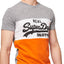SuperDry Plate-Grey/White/Orange Vintage Logo Panel T-Shirt