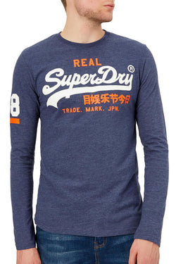 SuperDry Princedom-Blue Marl Vintage Logo Duo Long-Sleeve T-Shirt thumbnail 1