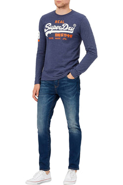 SuperDry Princedom-Blue Marl Vintage Logo Duo Long-Sleeve T-Shirt thumbnail 2