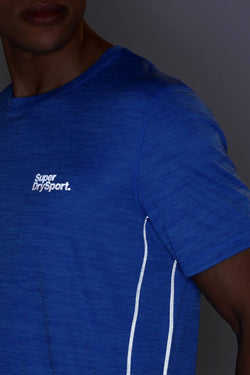 SuperDry Summer-Blue Micro Space-Dye Training T-Shirt thumbnail 4