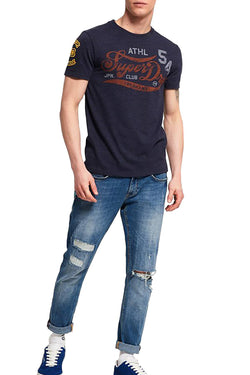 SuperDry Techno-Navy-Marl Academy Athletic T-Shirt thumbnail 4