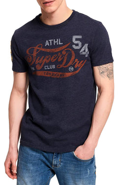 SuperDry Techno-Navy-Marl Academy Athletic T-Shirt thumbnail 1