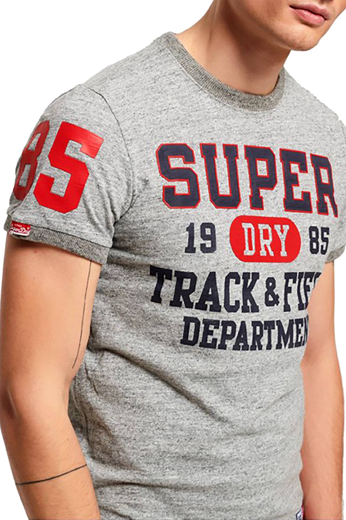 SuperDry Trophy-Grey-Grit Trackster Ringer T-Shirt