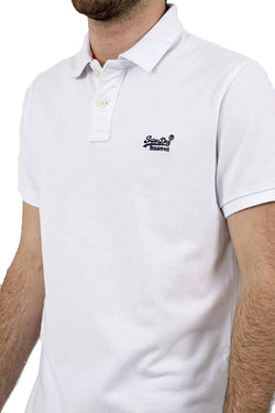 SuperDry White Classic New Fit Pique Polo Shirt thumbnail 3