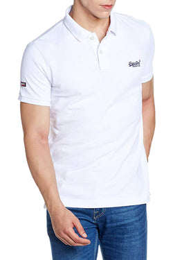 SuperDry White Classic New Fit Pique Polo Shirt thumbnail 1