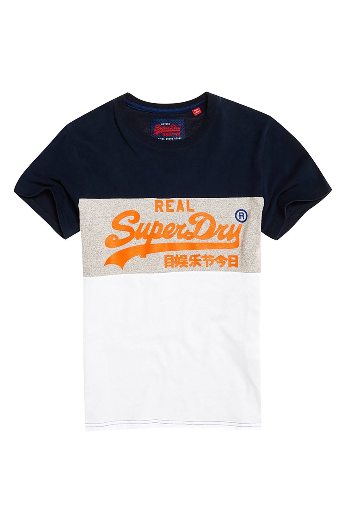 SuperDry White/Grey Vintage Logo Panel T-Shirt