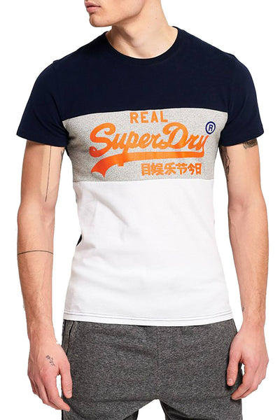 SuperDry White/Grey Vintage Logo Panel T-Shirt