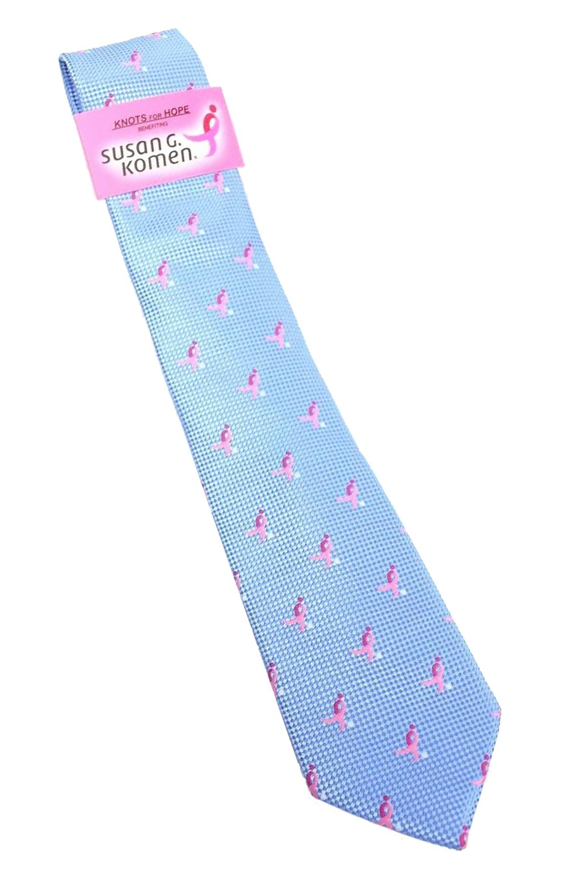 Susan G. Komen Medium-Blue Natte Logo Repeat 'Knots for Hope' Necktie