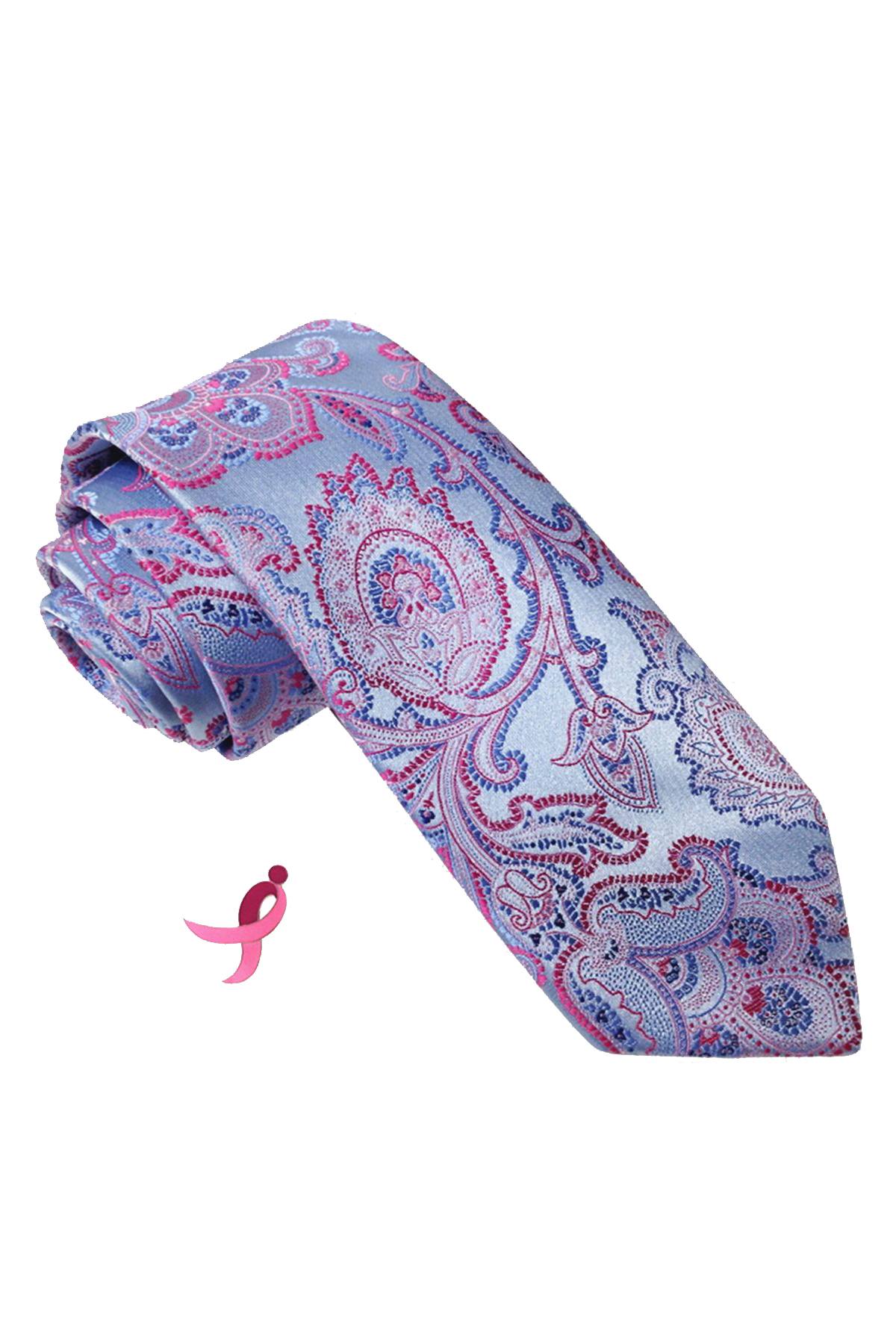 Susan G. Komen Medium-Blue/Pink Paisley 'Knots for Hope' Necktie